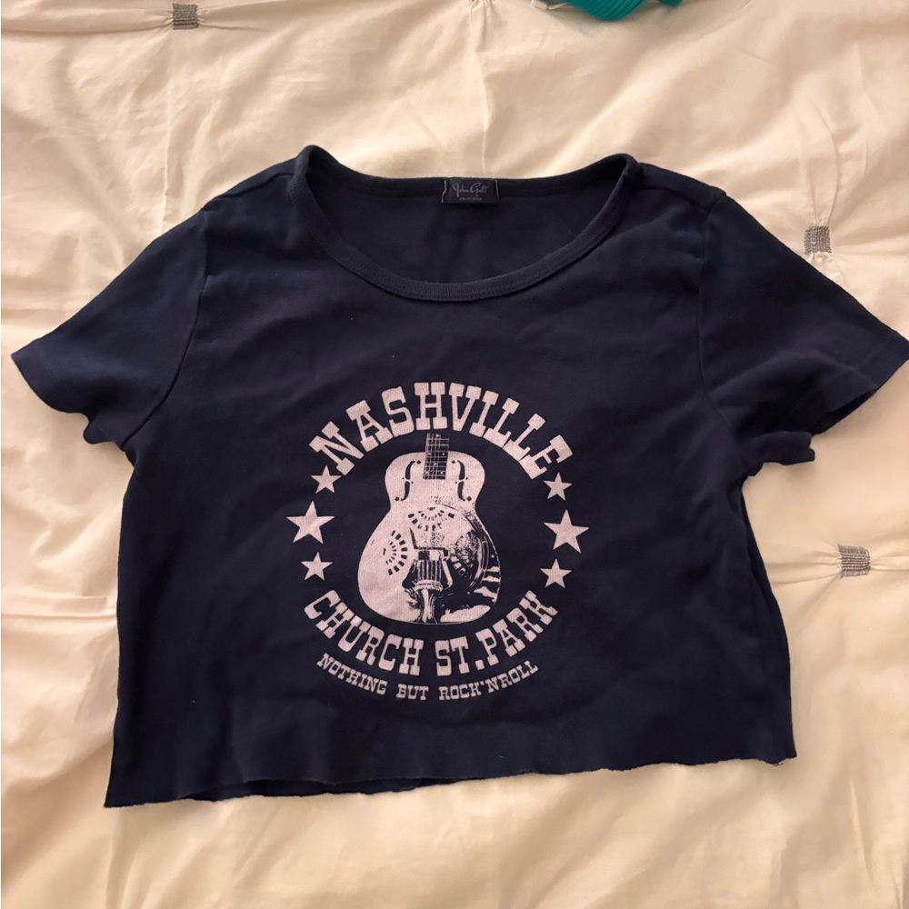 Brandy Melville Nashville navy cropped tee